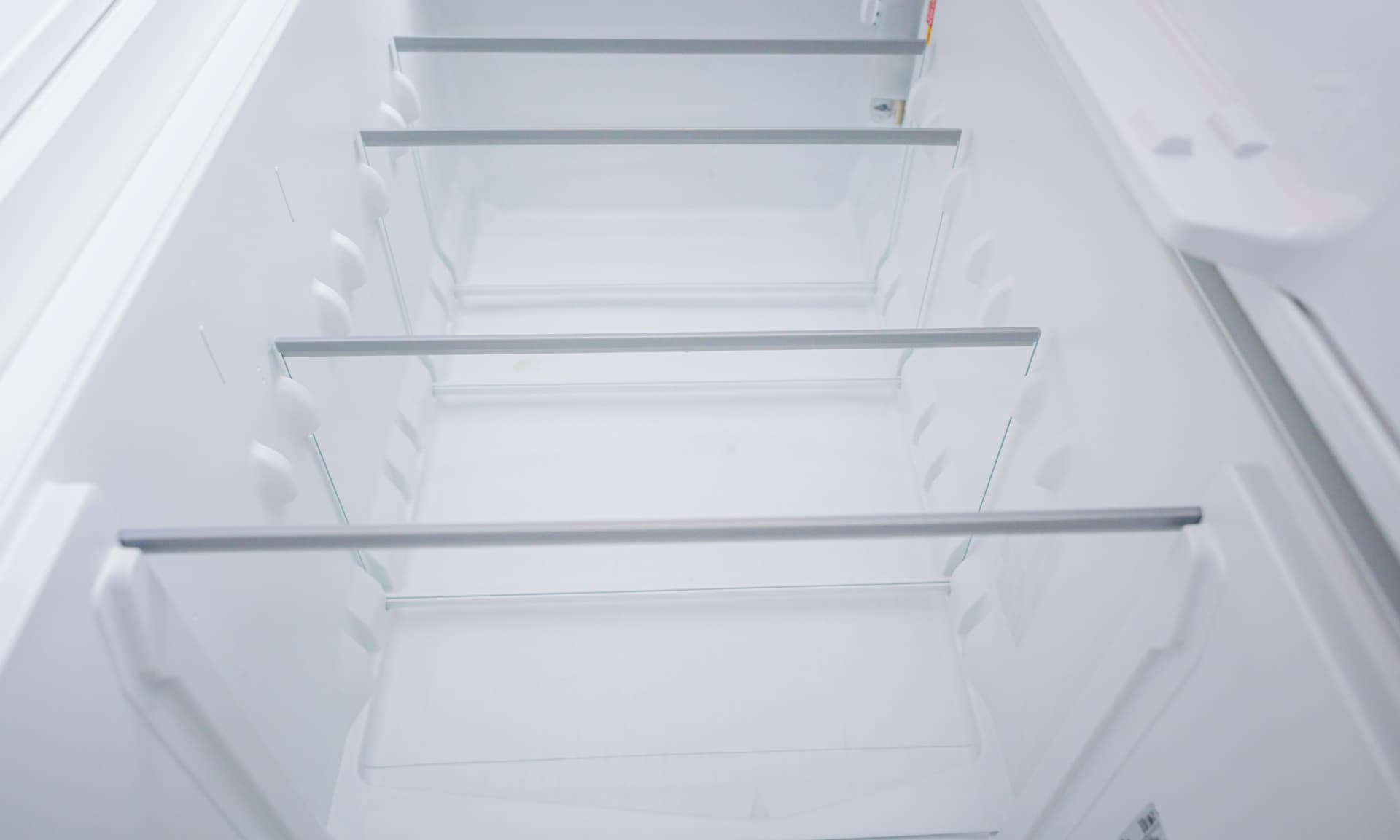 Empty fridge shelves