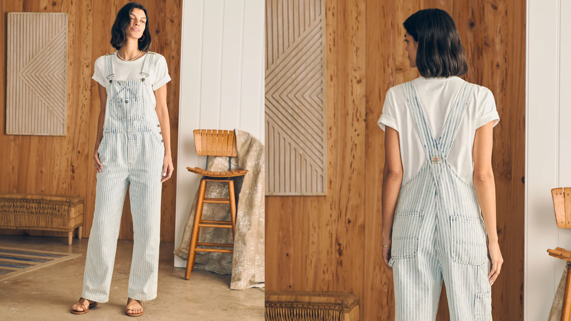 Faherty Striped Overalls
