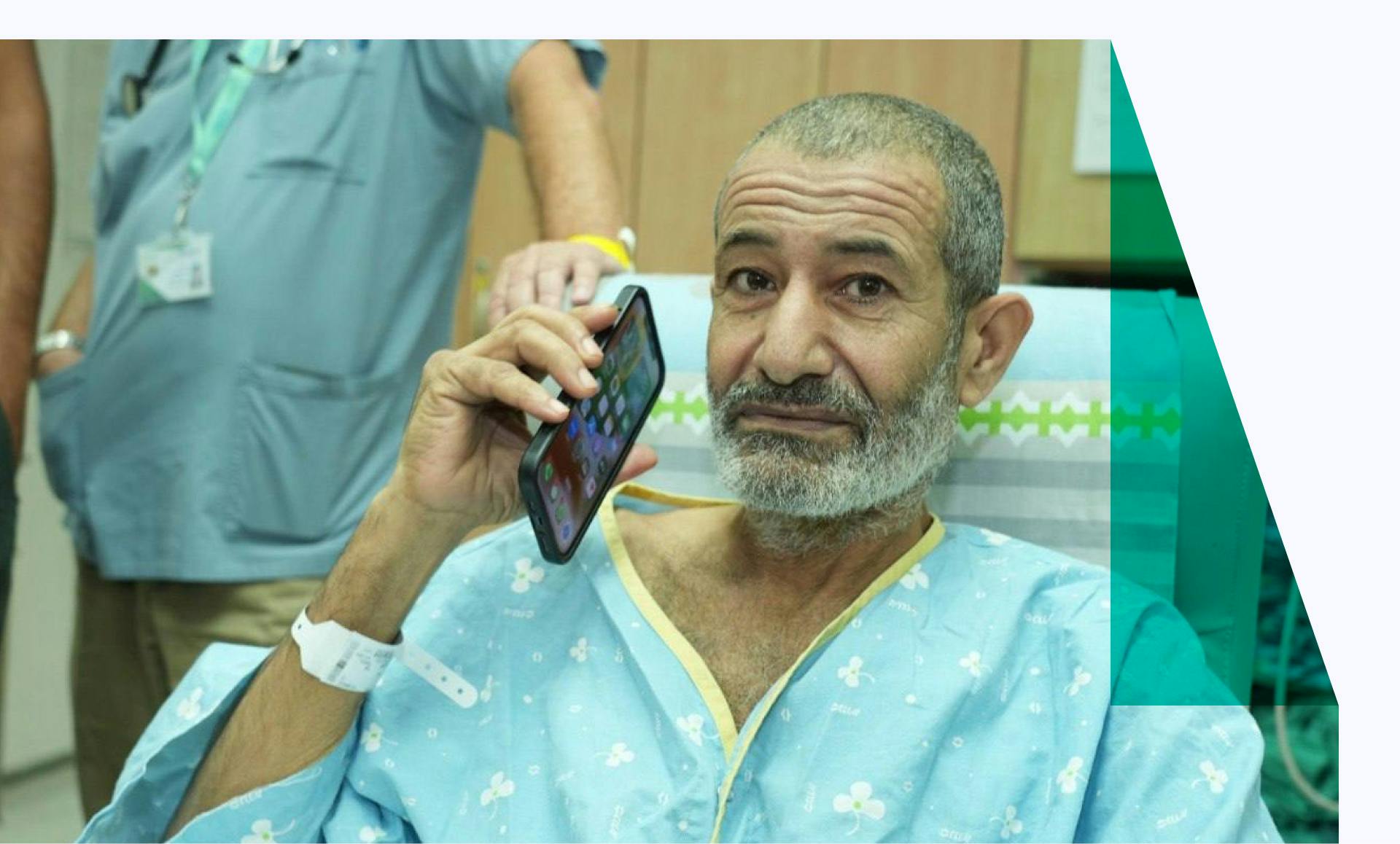 52-year-old Israeli hostage Qaed Farhan al-Qadi receives medical care at Soroka Medical Center in Beer Sheva, Israel on August 27, 2024 as the Israeli army claimed to have rescued him held in the Gaza Strip since last Oct. 7