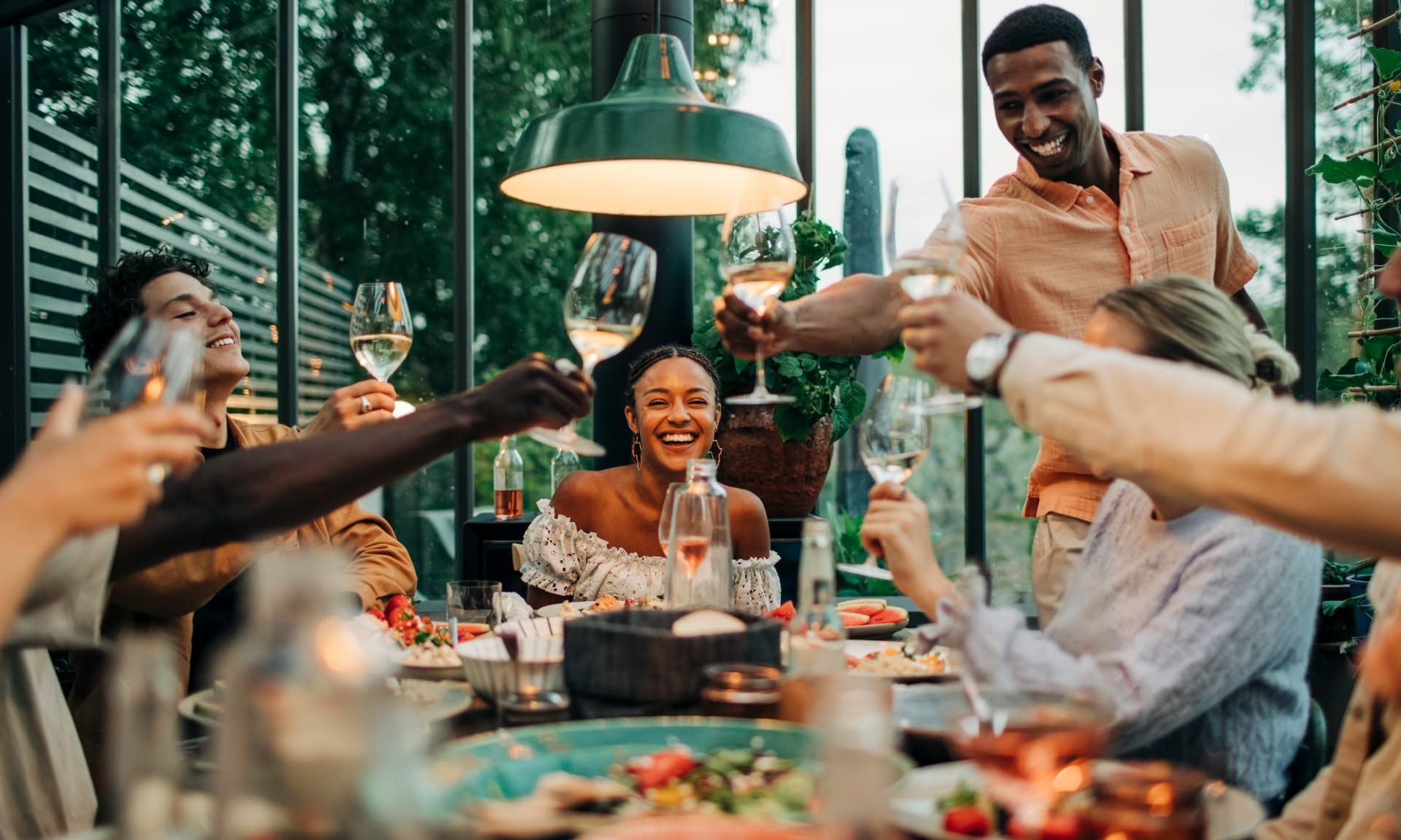 A group of friends gathered around the table.