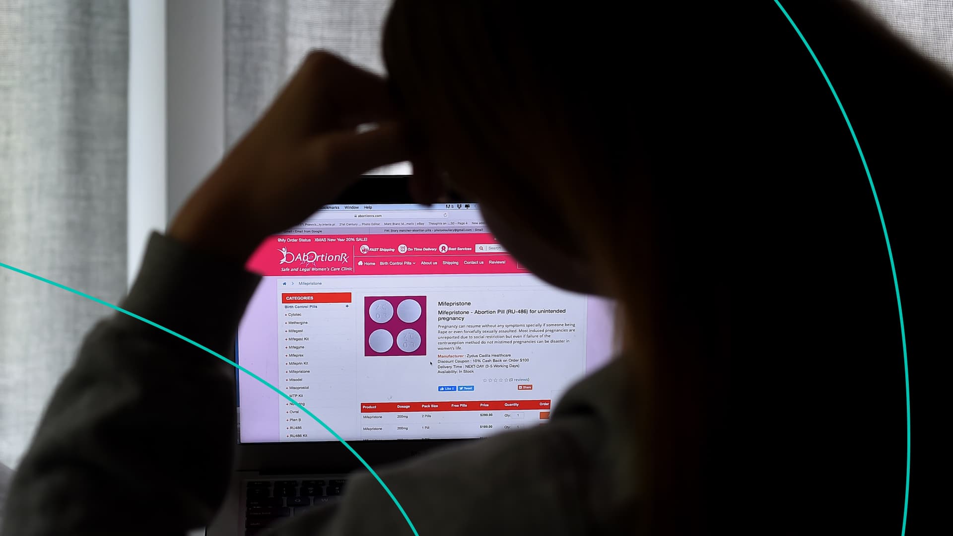 In this photo illustration, a person looks at an Abortion Pill (RU-486) for unintended pregnancy from Mifepristone displayed on a computer