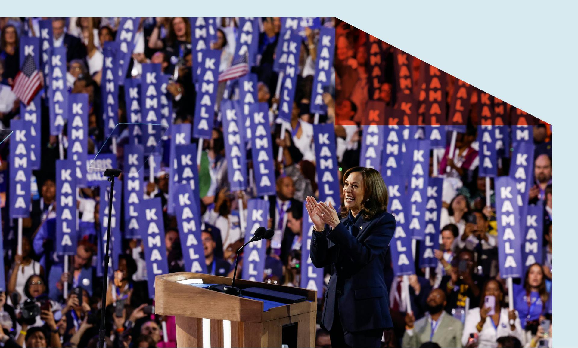 Democratic presidential candidate, U.S. Vice President Kamala Harris arrives to speak on stage during the final day of the Democratic National Convention at the United Center on August 22, 2024 in Chicago, Illinois. 