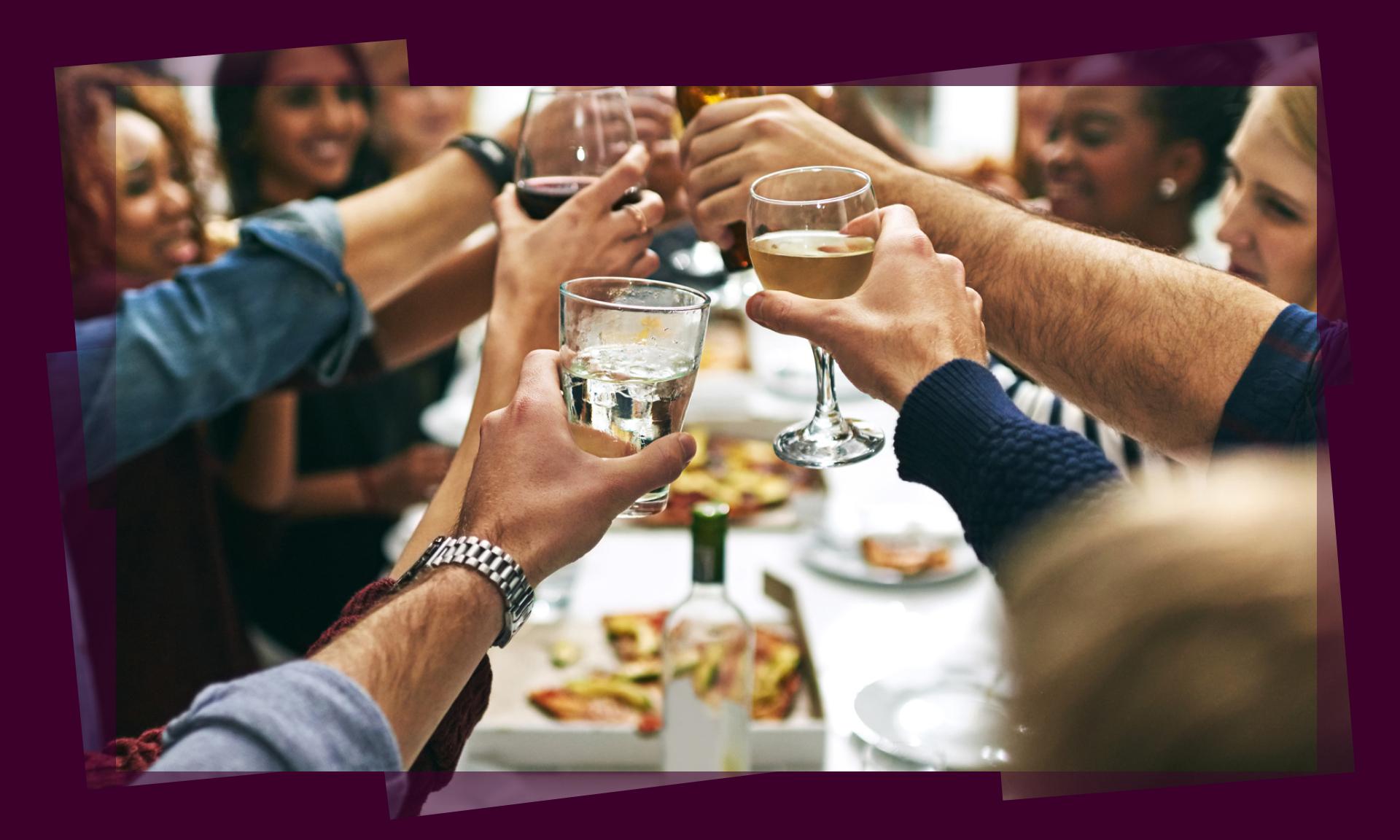 people at dinner party stock image