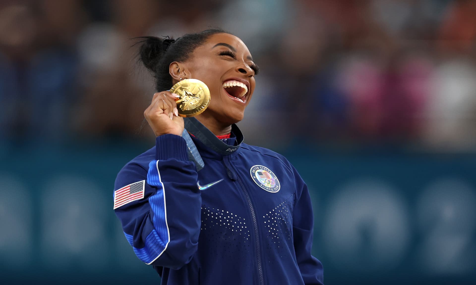 Simone Biles with medal 