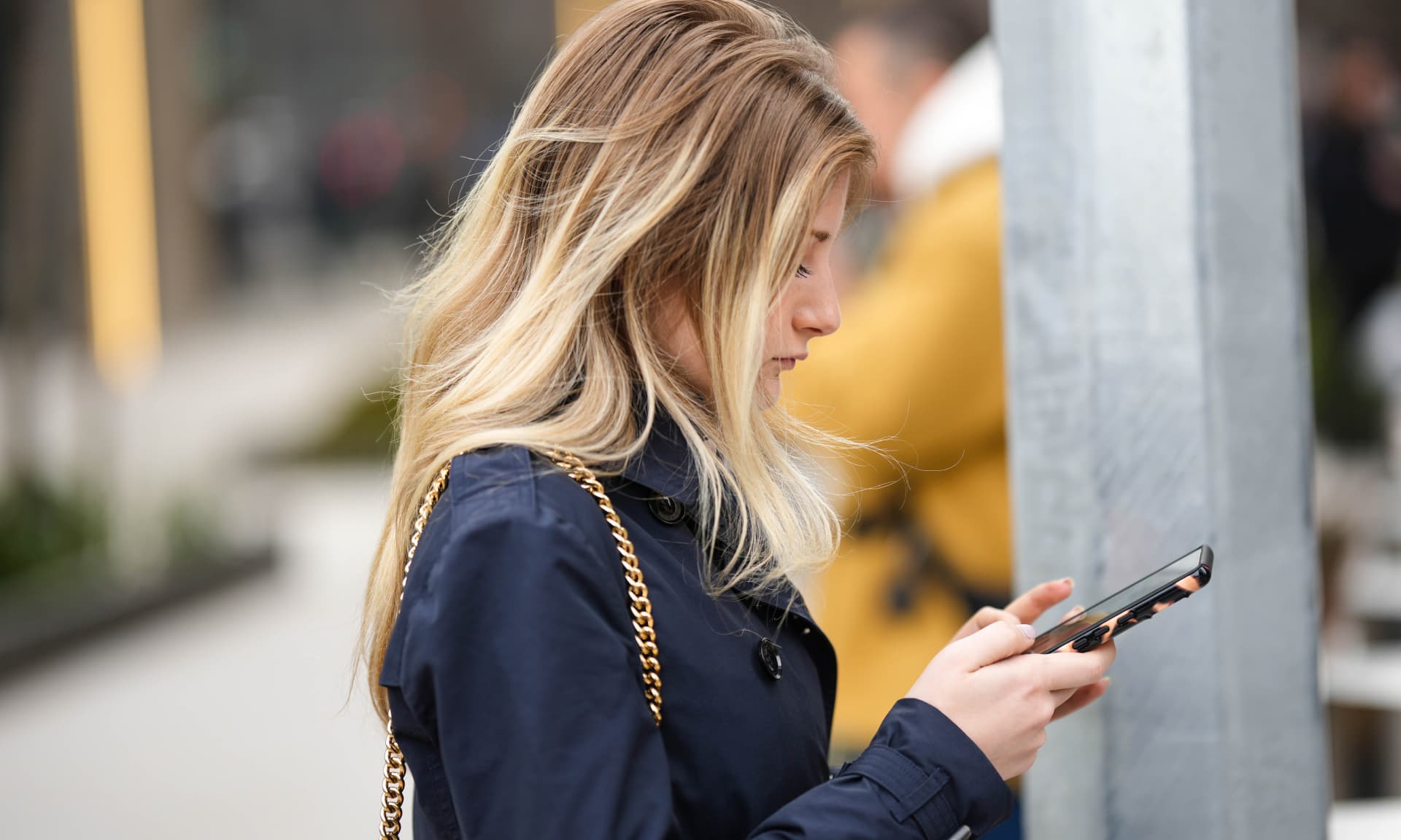 A woman on her phone