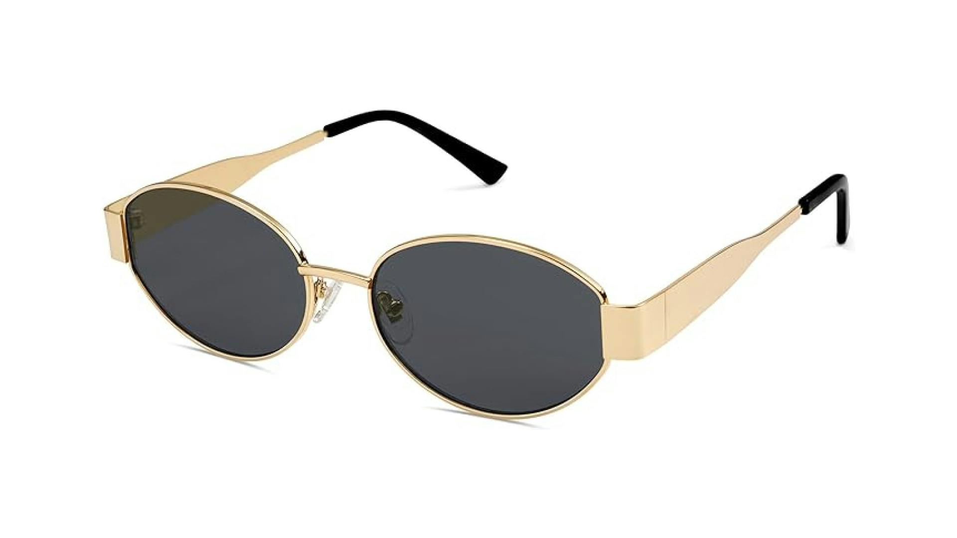 gold-rimmed sunglasses