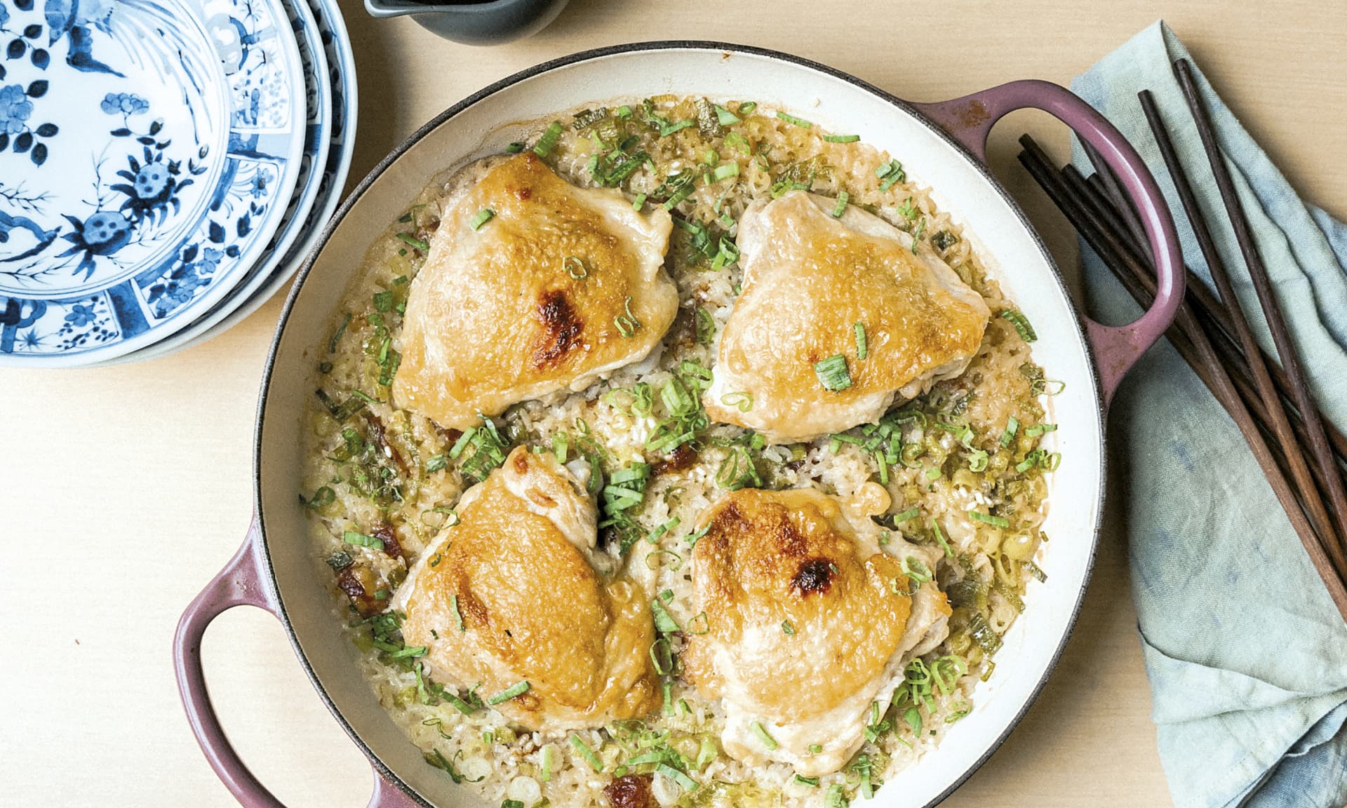  Crispy Chicken Thighs with Sticky Rice