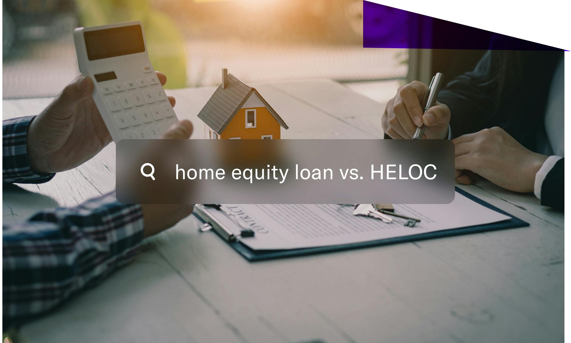 home equity loan vs. HELOC search text over stock image