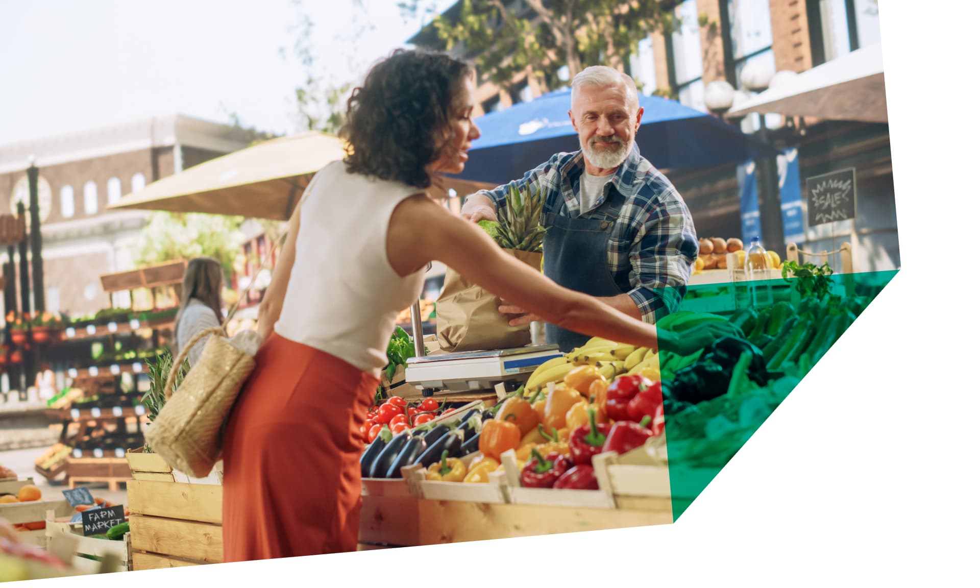 woman at farmer's market stock image