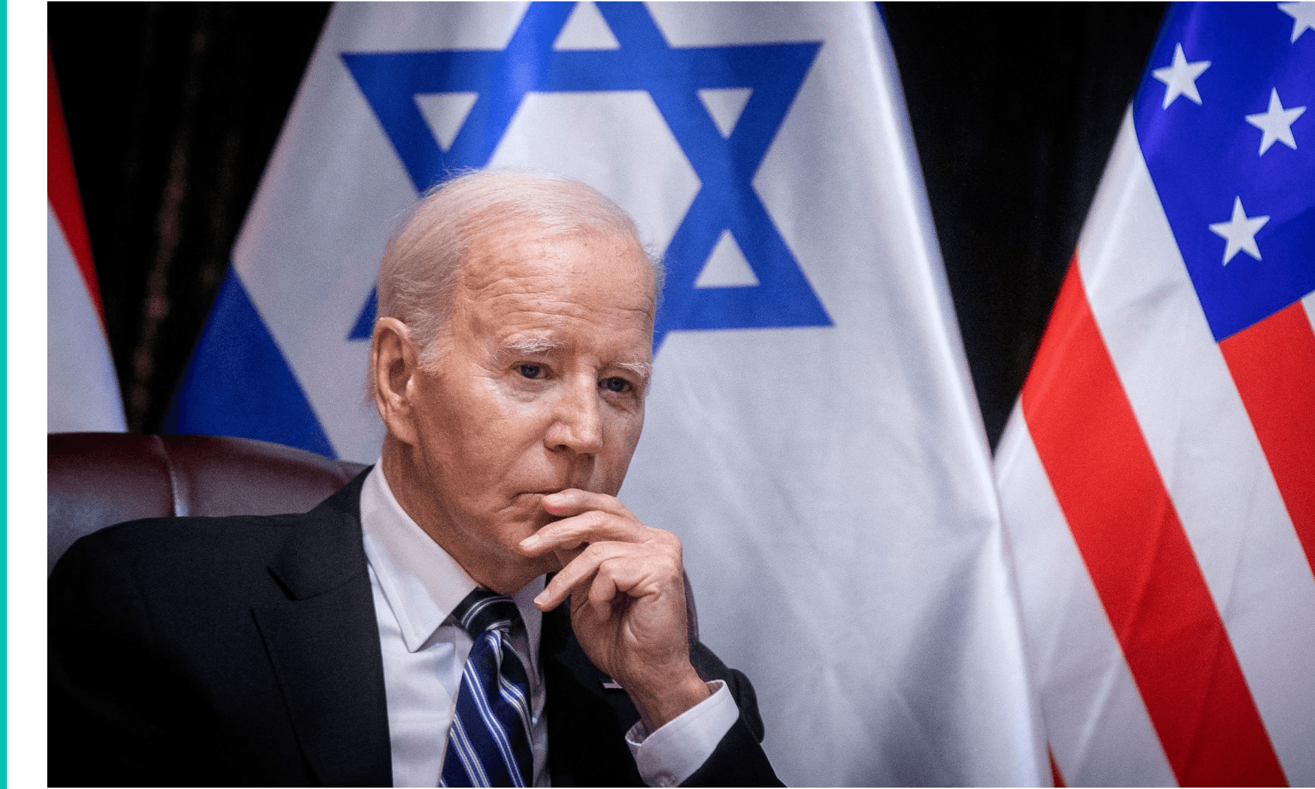 US President Joe Biden joins Israel's Prime Minister for the start of the Israeli war cabinet meeting, in Tel Aviv on October 18, 2023