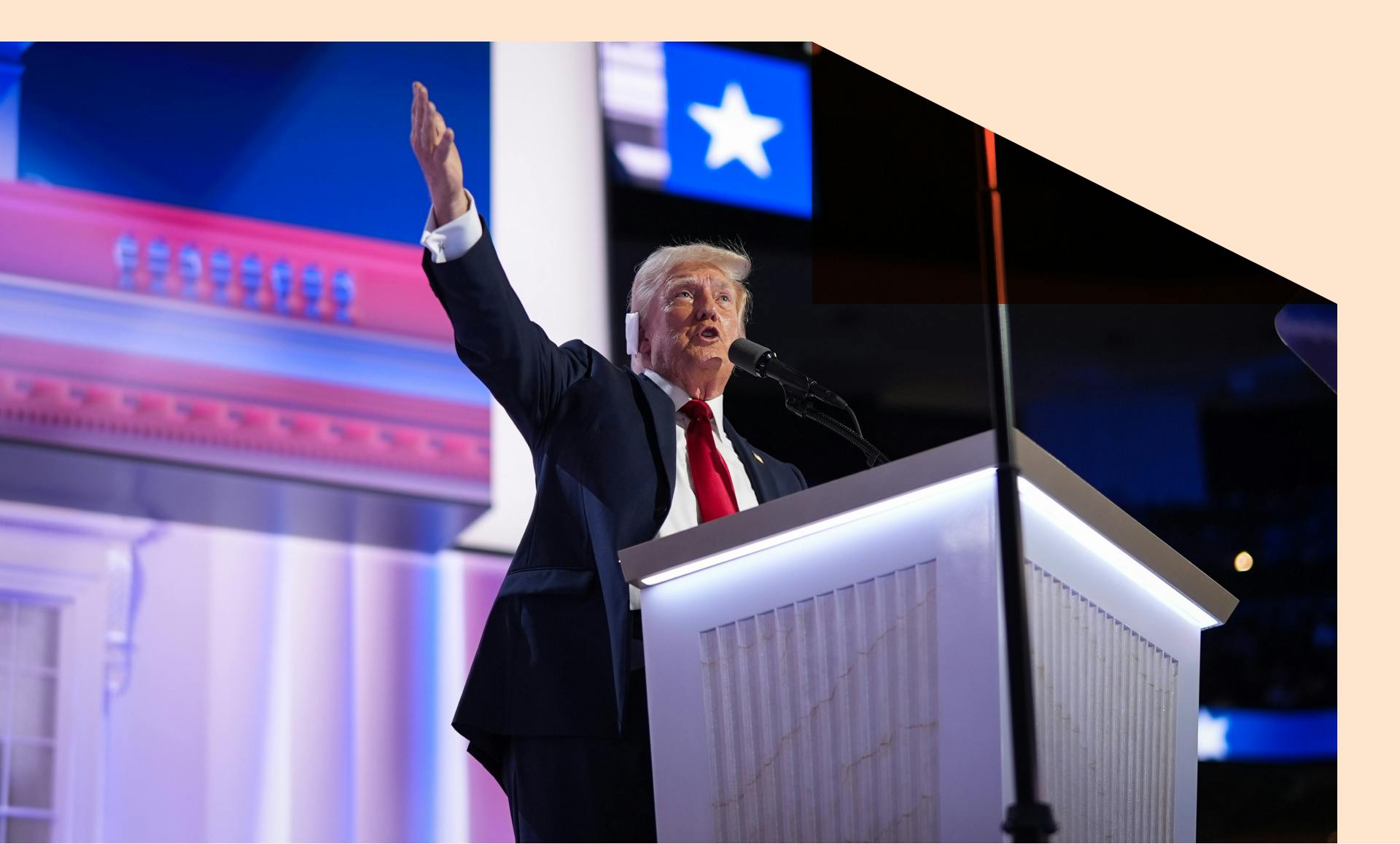 epublican presidential nominee, former U.S. President Donald Trump speaks after officially accepting the Republican presidential nomination on stage on the fourth day of the Republican National Convention at the Fiserv Forum on July 18, 2024 