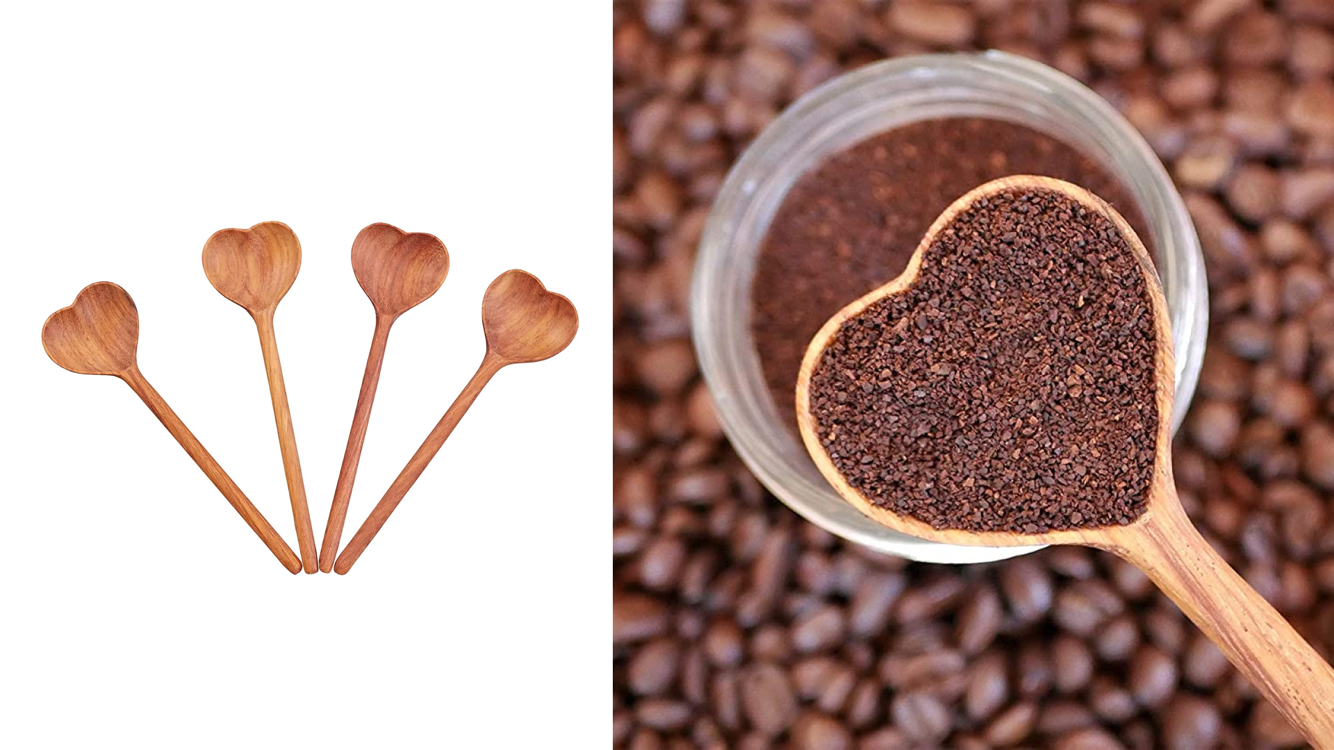Heart-shaped wooden spoons
