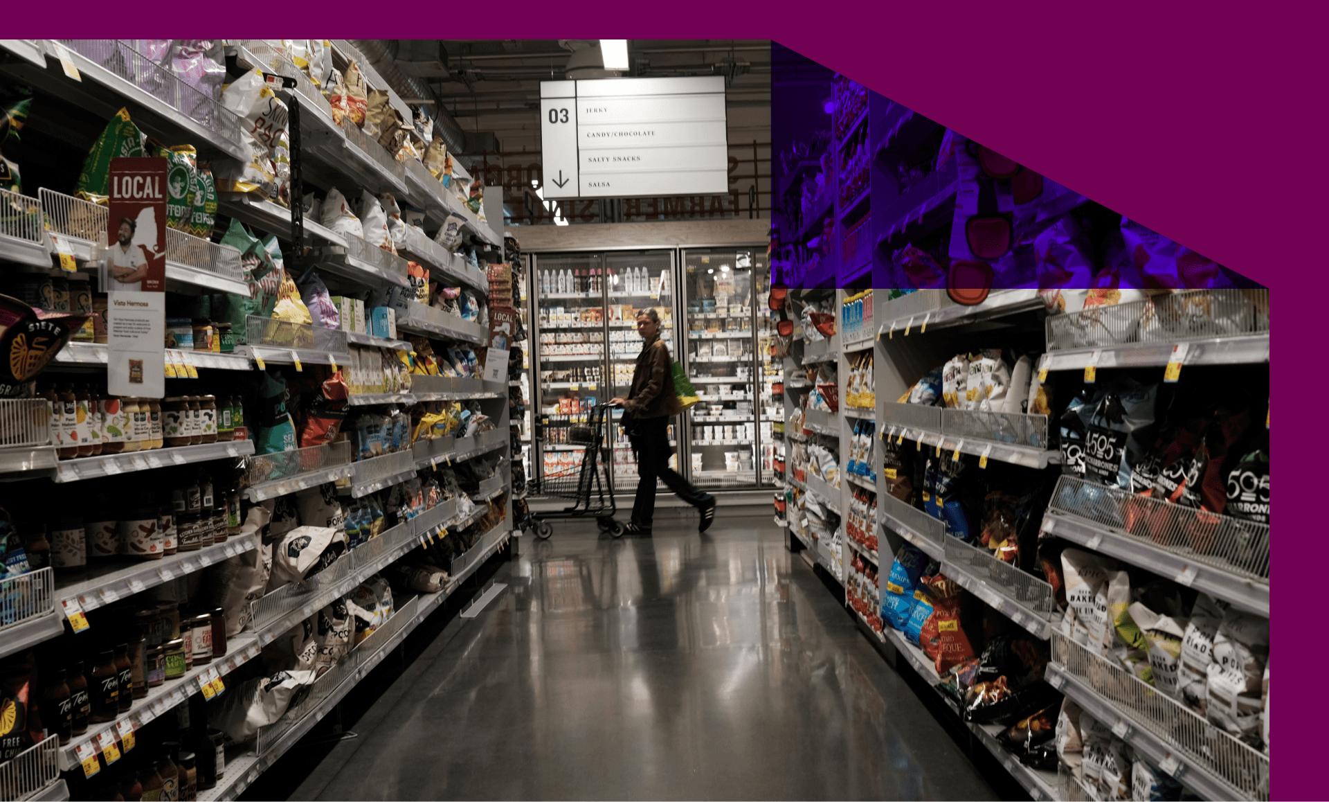 Person shopping at a grocery aisle