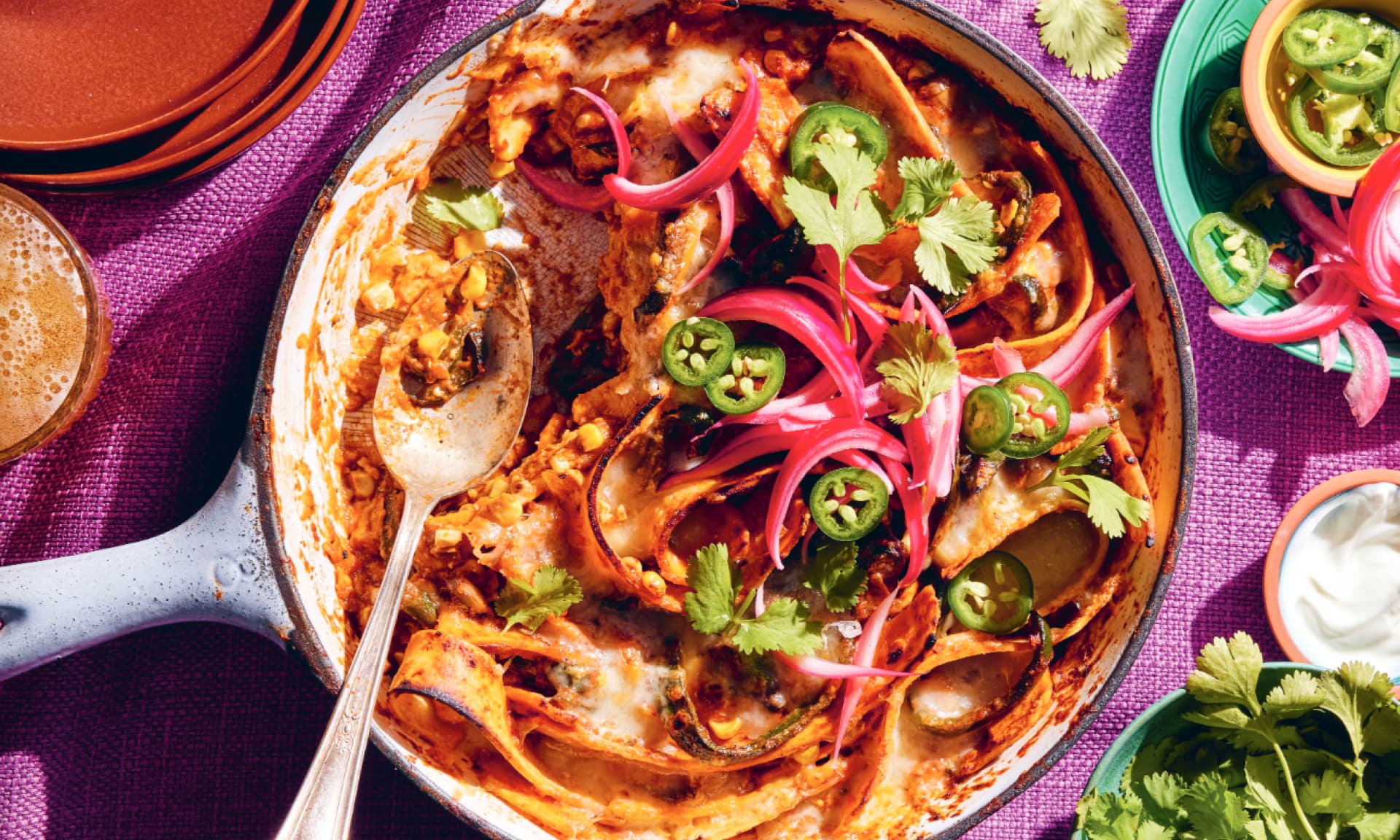  Portobello, Poblano, and Pepper Jack Cheese Enchilada Skillet 