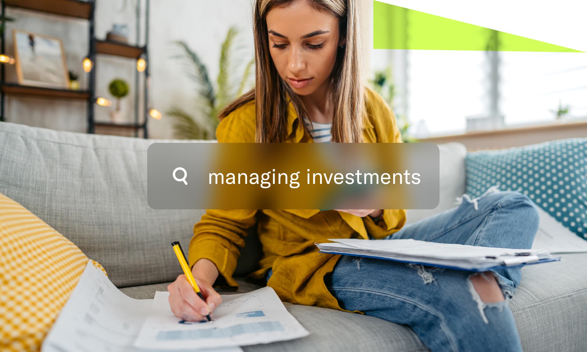 managing investments search text stock image