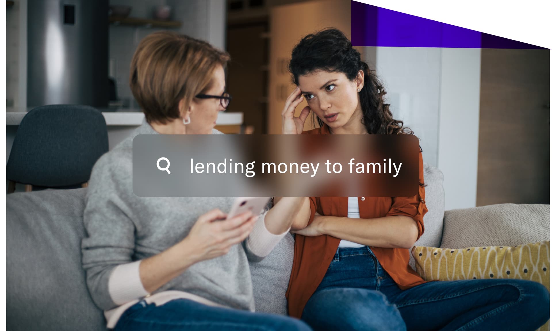 tense conversation stock image lending money to family text