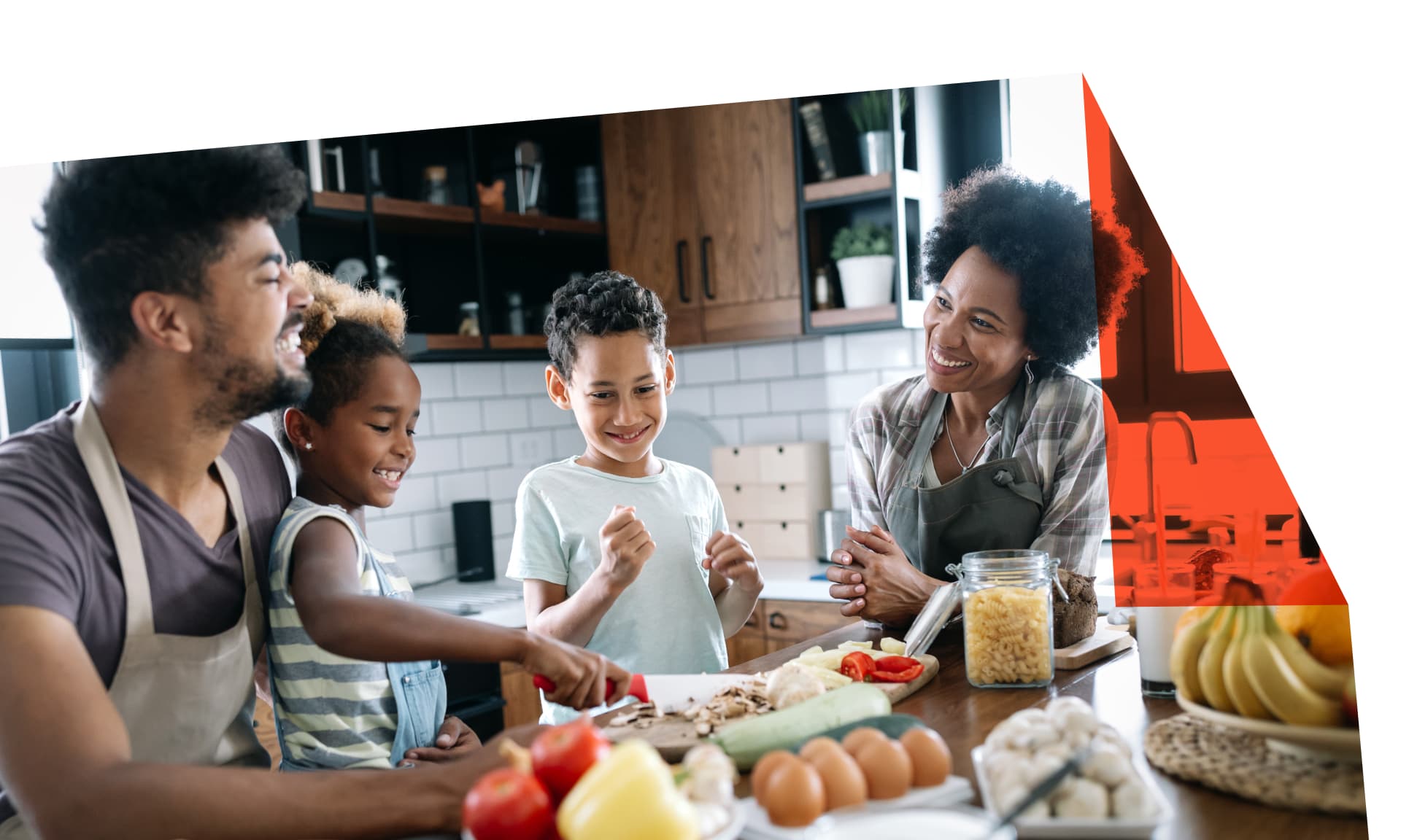 happy family in kitchen