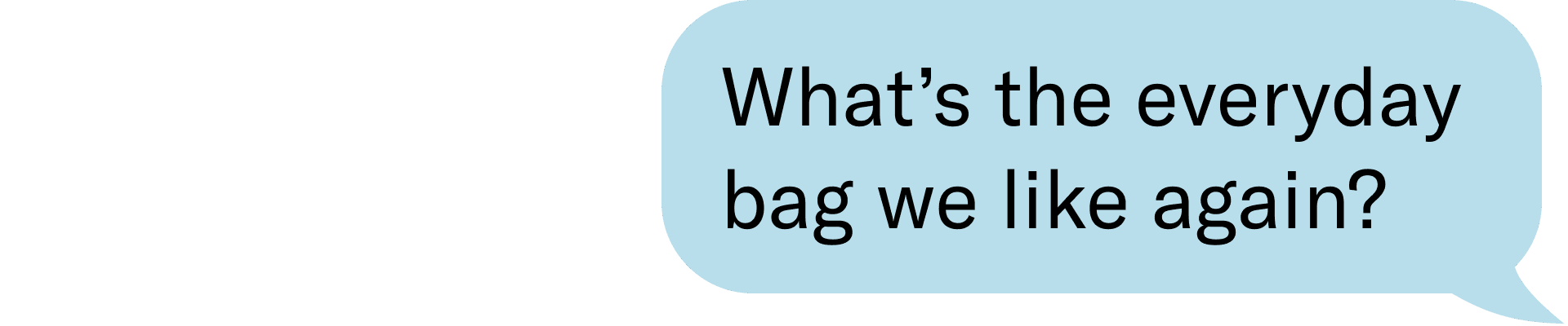 What’s the everyday bag we like again? 