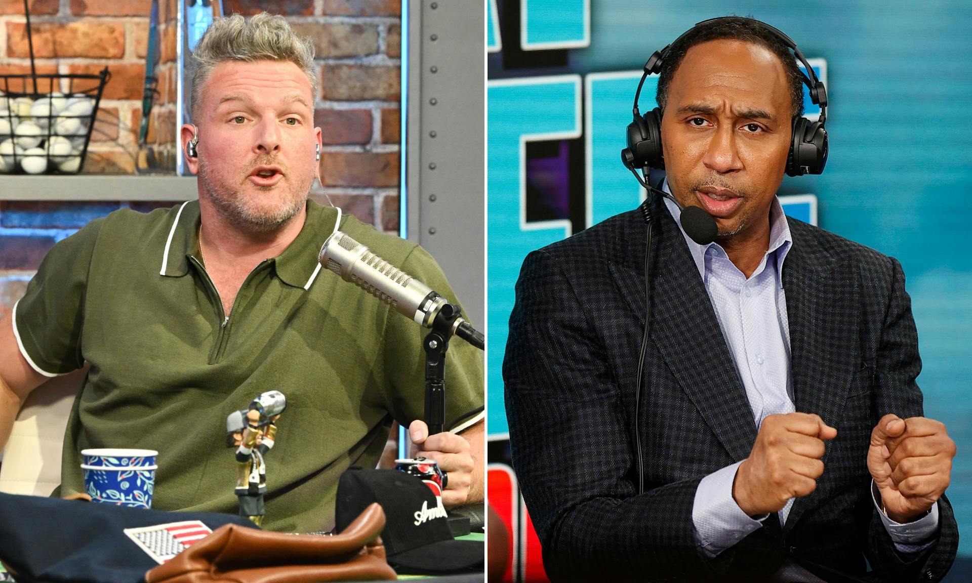 Left: Pat McAfee. Right: Stephen A. Smith.