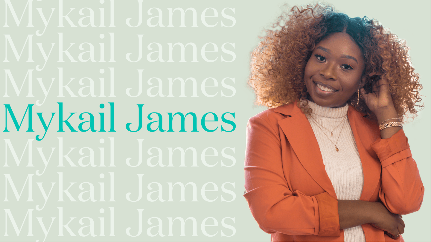 Mykail James headshot Asking for a Friend Background