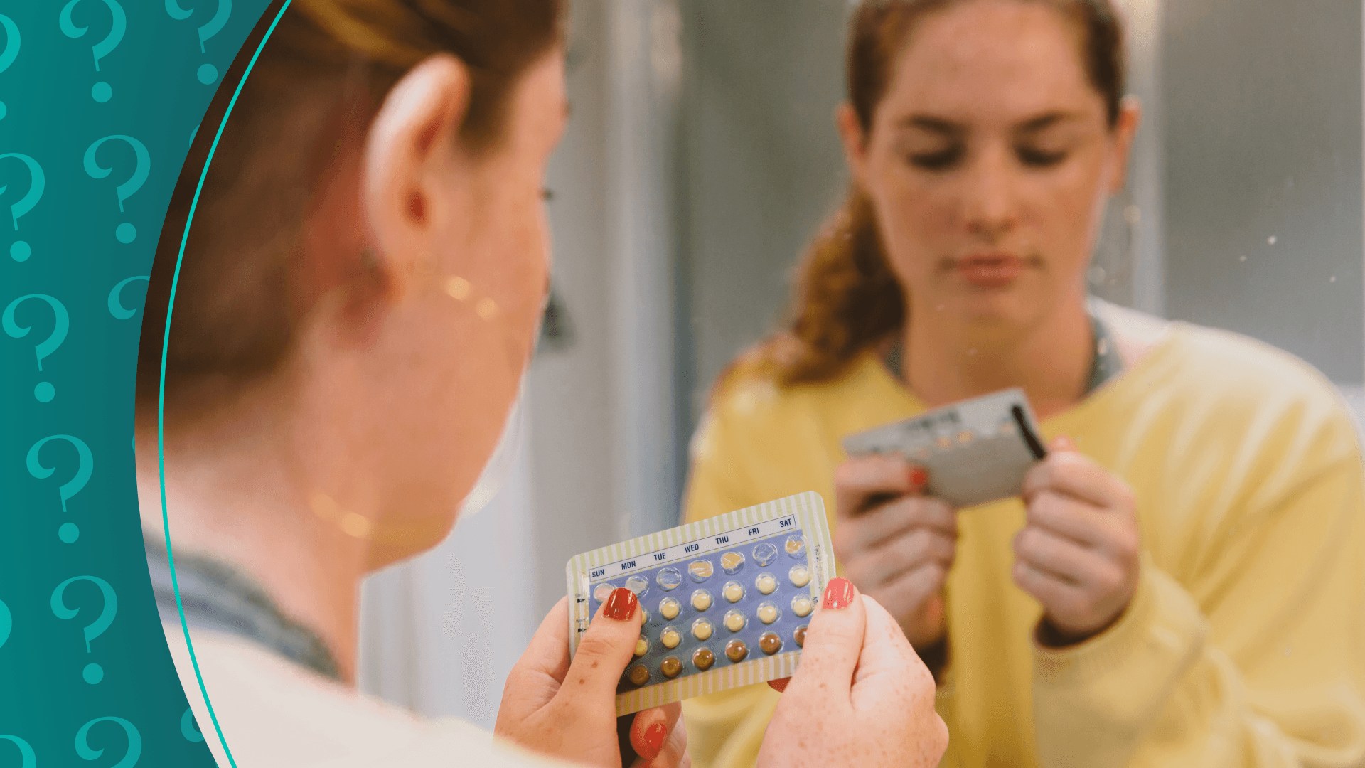 Woman looking at a pack of birth control pills