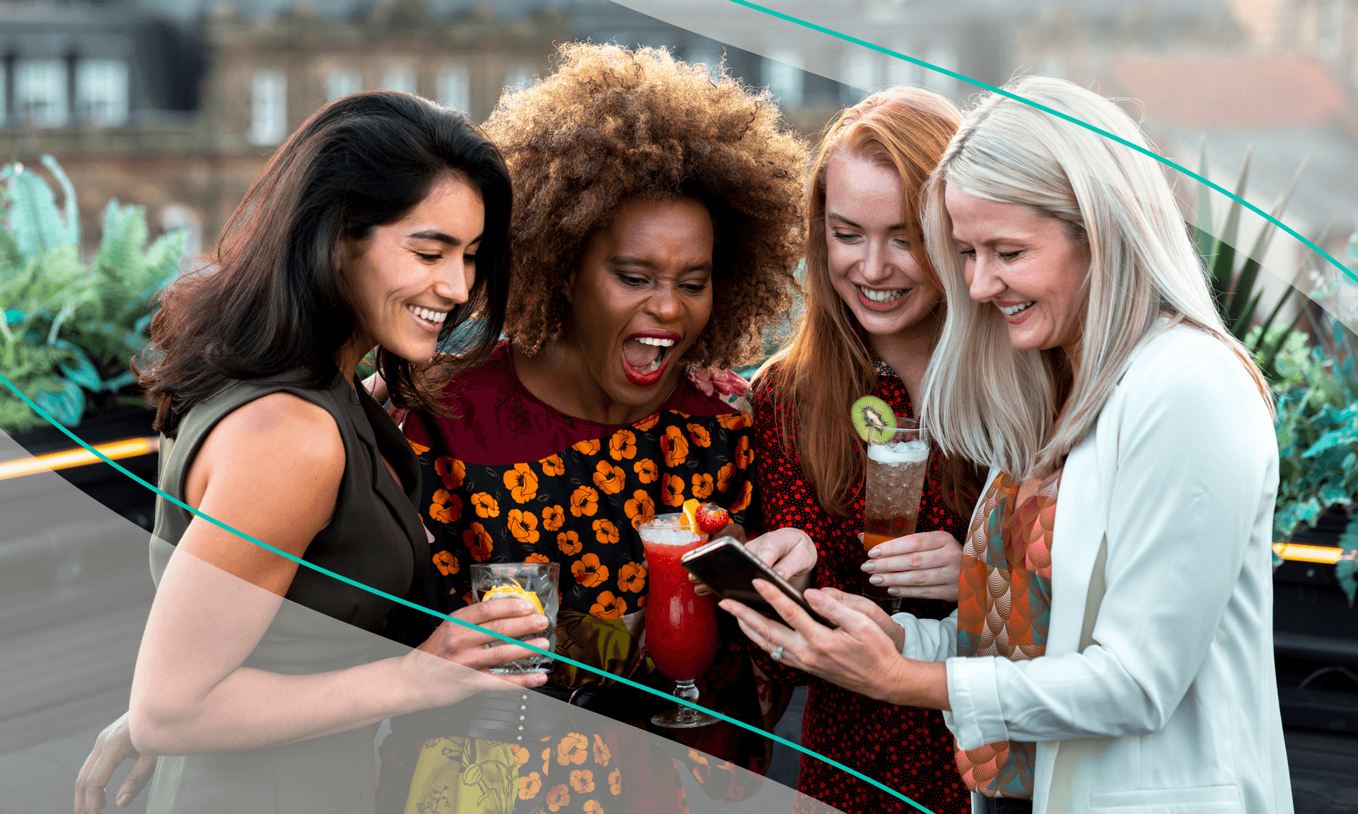 group of friends looking at phone