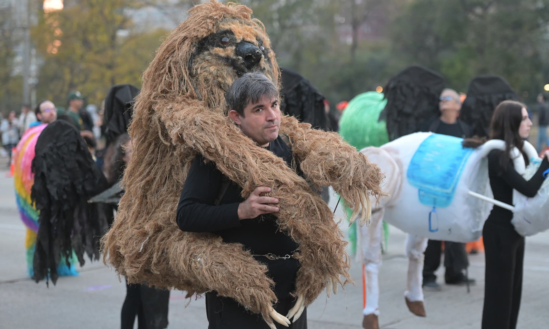 A sloth costume from Chicago's Arts in the Dark Halloween Parade