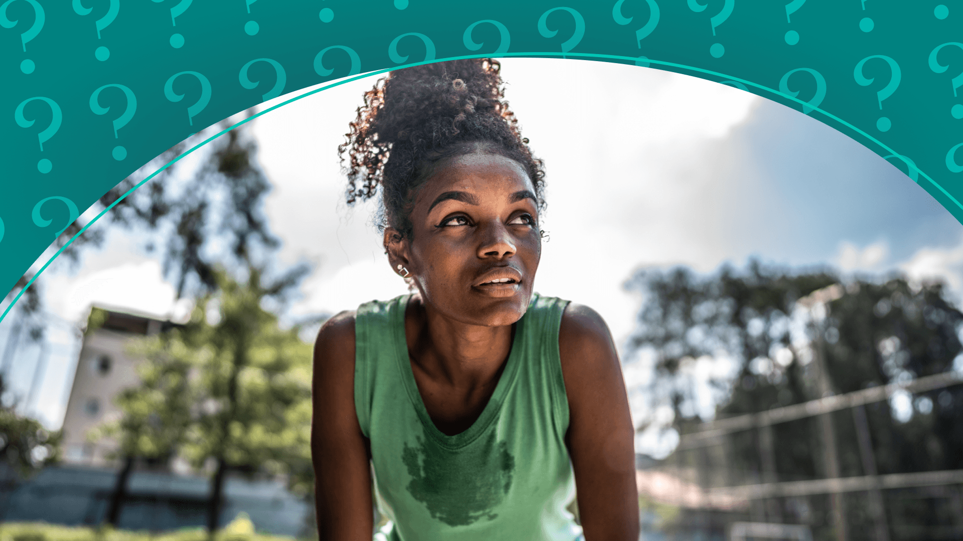 woman bending over after run sweating
